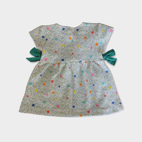 ZARA Baby Confetti Dress 3-6mos – Multi-Colored w/ Green Bows Party Style - Picture 5 of 5